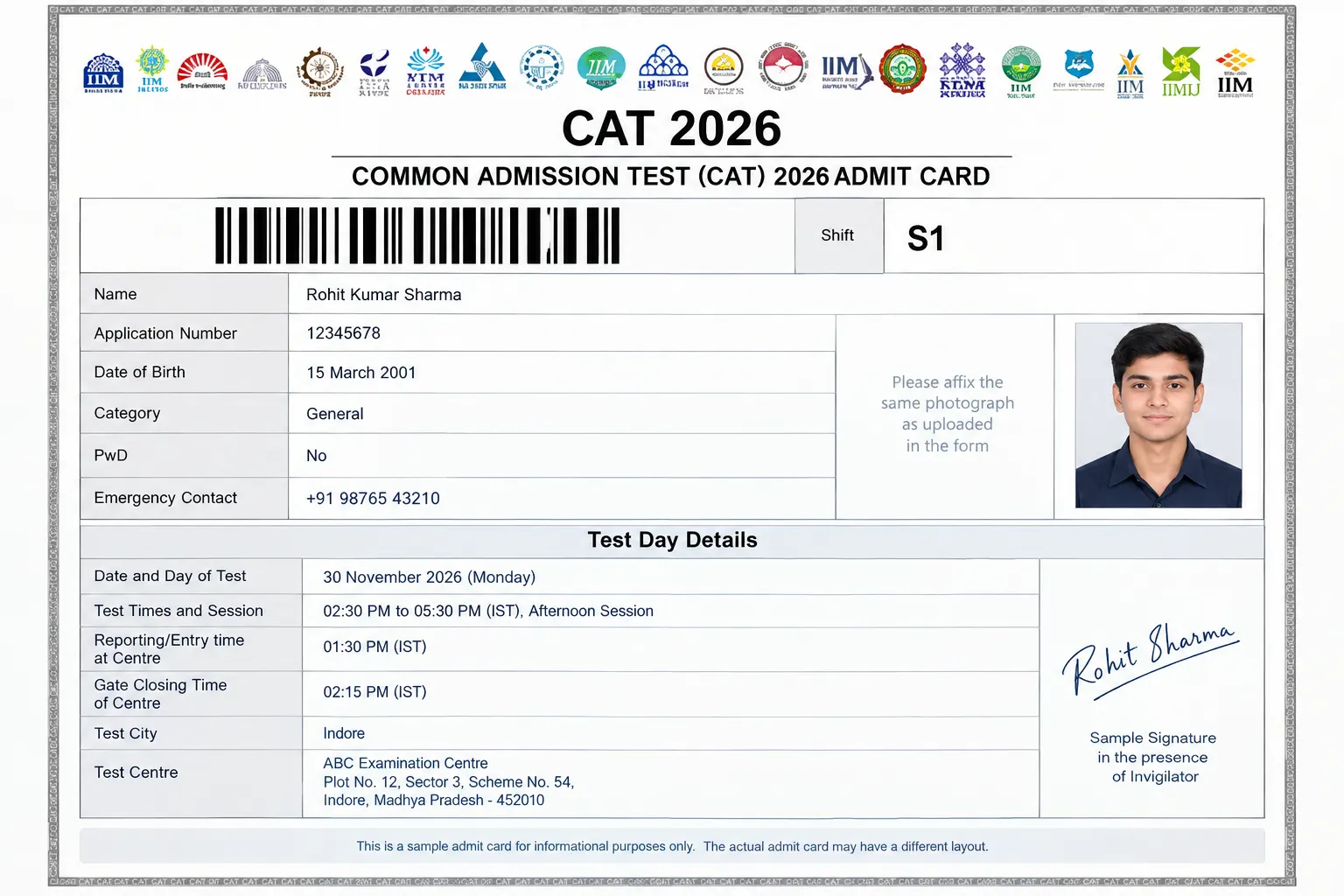 CAT 2026 sample admit card.webp